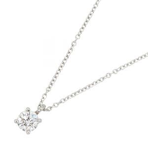 Tiffany Co Solitaire Necklace Platinum Diamond Clear Silver